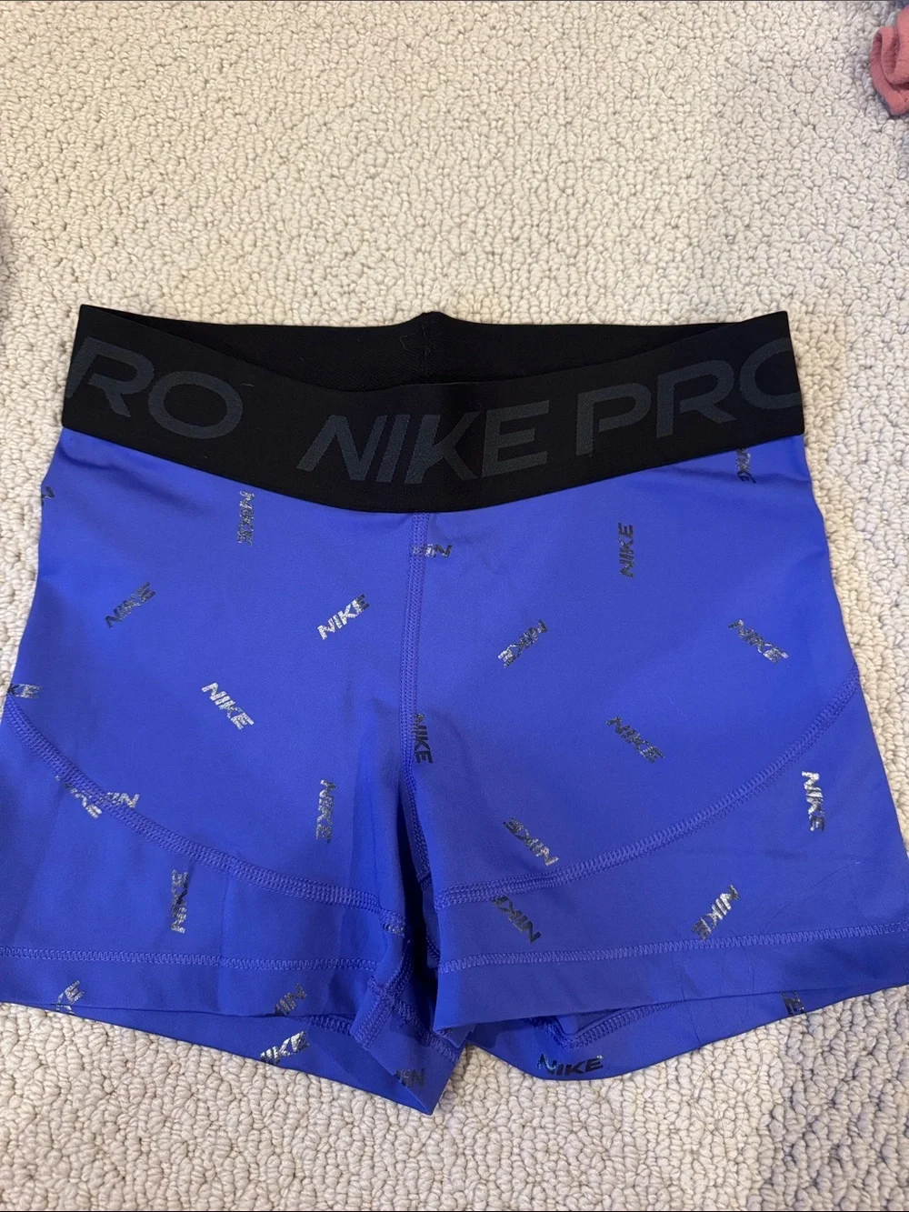 Nike Blue Pro Bike Shorts with Black Waistband